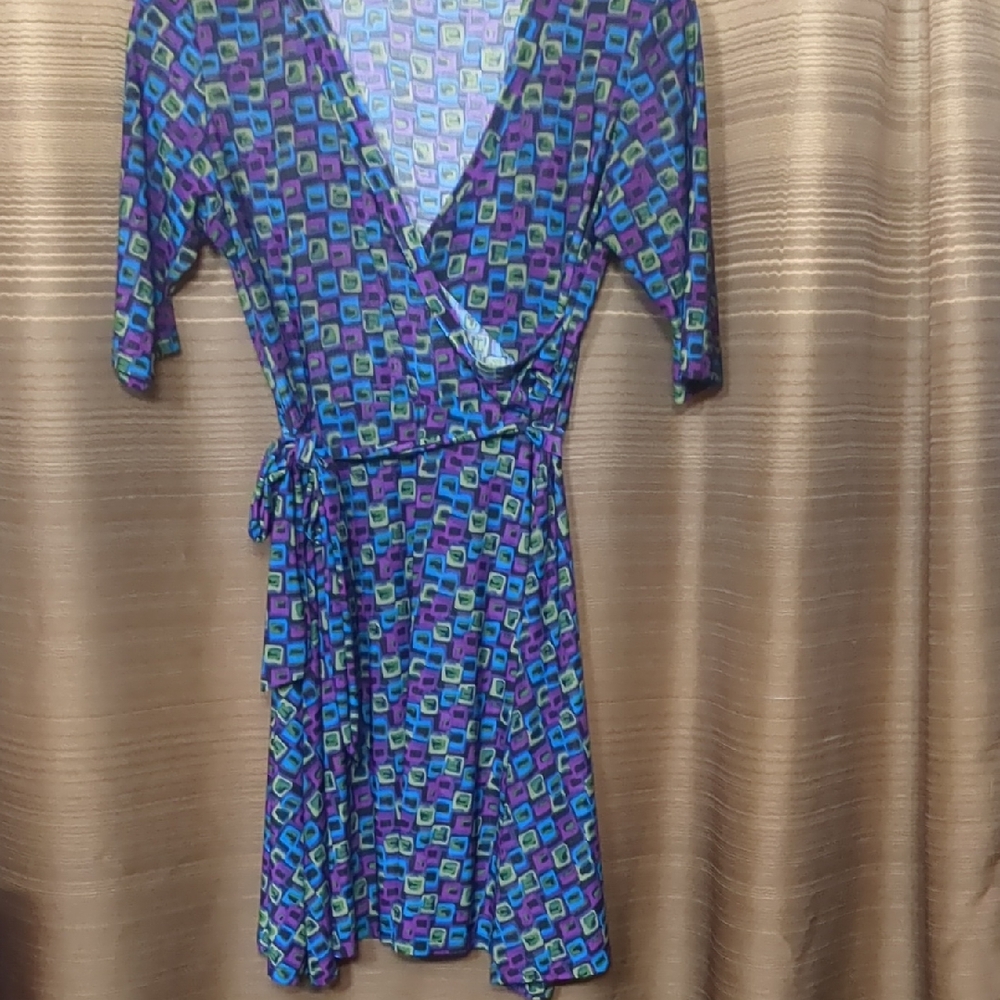 Snap Multicolor Geometric Print Dress in Purple, Blue & Teal